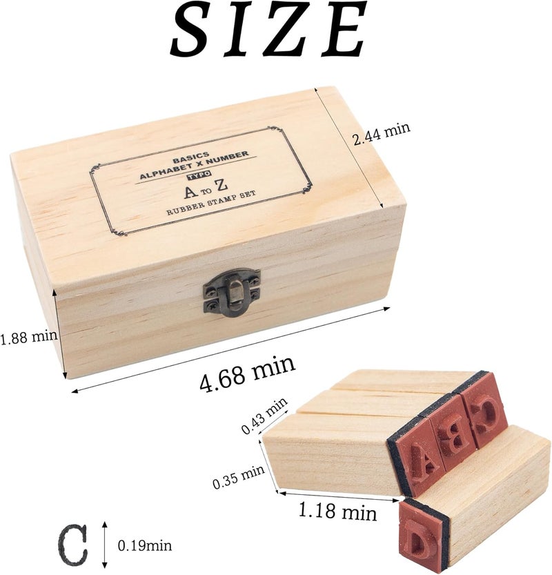 krastmon 36 Pcs Small Wooden Rubber Stamps, Wooden Box Multipurpose Number Alphabet Letter Wood Rubber Stamp for Card Making, DIY Craft, Scrapbooking Supplie, etc - Image 2